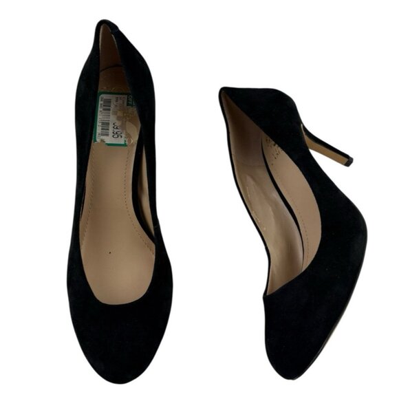 Vince Camuto Pump Heels Womens Size 8 Black Leather Dark Academia Career Evening - Picture 1 of 15